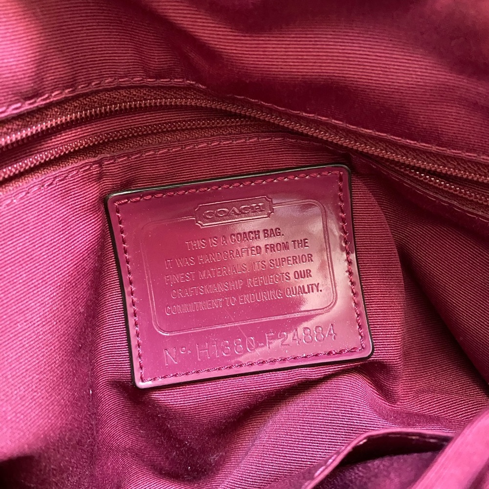 Coach Python Stripe And Raspberry Hand Bag - image 4